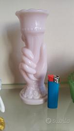 Vaso vintage rosa in vetro opalino anni 60