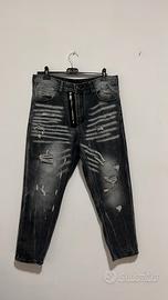 Jeans regular fit, strappato con doppia cerniera 