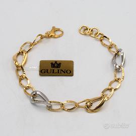 Bracciale donna in oro giallo e bianco 18 kt E.670