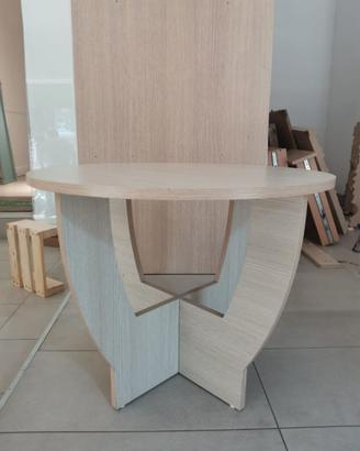 Tavolino rotondo effetto rovere chiaro