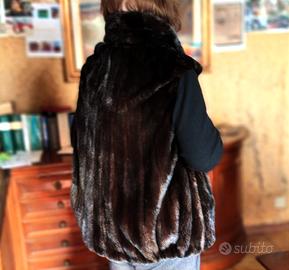 gilet di visone marrone scuro 
