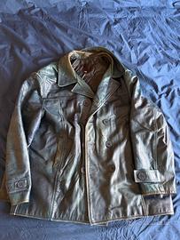 Caban vintage in pelle blu Fashion USA 1970 tg 3XL