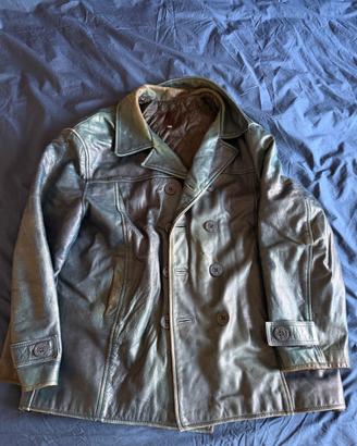 Caban vintage in pelle blu Fashion USA 1970 tg 3XL