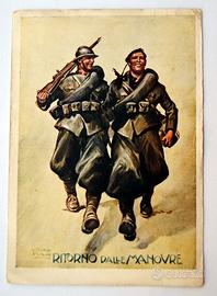 Cartolina era fascista RITORNO ALLE GRANDI MANOVRE