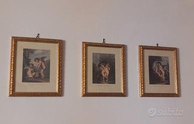 Trittico di stampe di gusto neoclassico