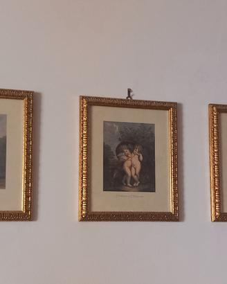 Trittico di stampe di gusto neoclassico