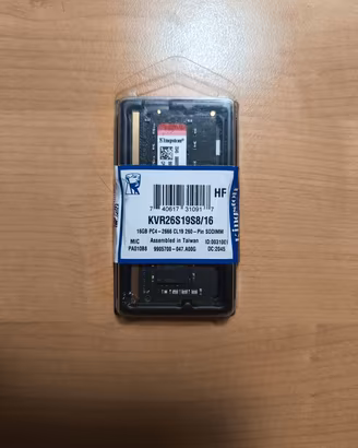 RAM notebook portatile 16GB DDR4-2666 Kingston