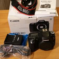 canon eos 80D + obiettivo canon 18-55 con paraluce