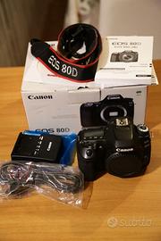 canon eos 80D + obiettivo canon 18-55 con paraluce