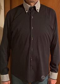 Camicia Blu colletto polsini righe cotone tg L Ita