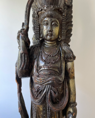 Dea Guanyin - Scultura lignea Buddhista - Cina XIX