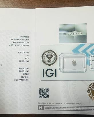 Diamante naturale certificato igi