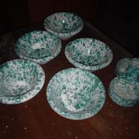 set ciotoline verde e bianco ceramica