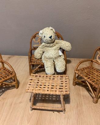 Salottino bambole in vimini vintage