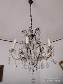 Lampadario Vintage a Gabbia in Cristallo