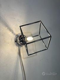 Lampada parete cubo metallo cromo