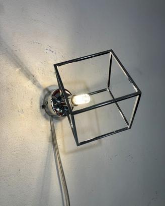 Lampada parete cubo metallo cromo