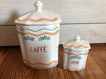 Barattoli vintage da cucina CAFFÈ e PEPE in cerami