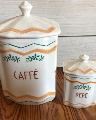 Barattoli vintage da cucina CAFFÈ e PEPE in cerami