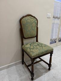 Sedia antica legno e tessuto verde - SOLIDA