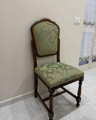 Sedia antica legno e tessuto verde - SOLIDA