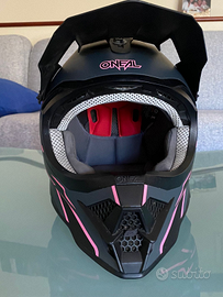 Casco moto + occhiali O'neal tg. XL nero-viola