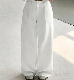 Temu pantalone donna bianco a palazzo S