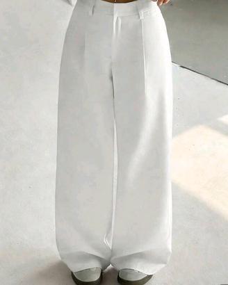 Temu pantalone donna bianco a palazzo S
