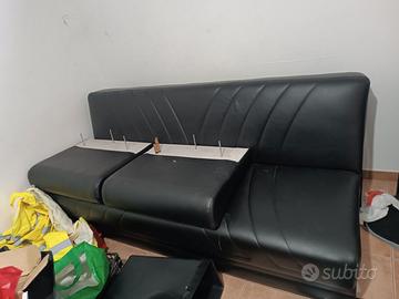 Divano Letto 3 posti ecopelle nero