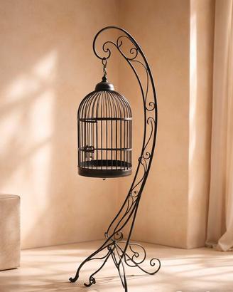 gabbia voliera in ferro lavorata con piede