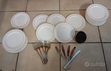 Piatti e posate in plastica rigida, lavabili 