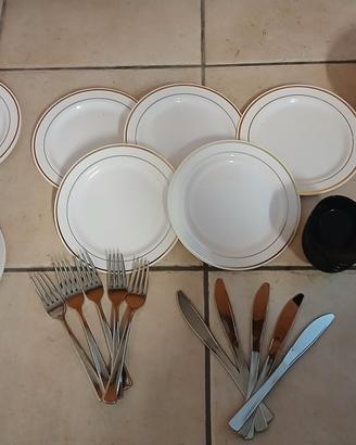 Piatti e posate in plastica rigida, lavabili 