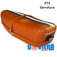 Sella Marrone con Tricolore Lungo Scritta Vespa