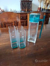 Set Vintage 4 Bicchieri + Caraffa Vetro Bormioli