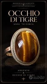 Vintage anello argento massiccio occhio di tigre