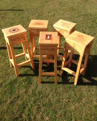 Sgabello in legno realizzati con cassette vino