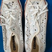 scarpe converse in tela di pizzo bianche