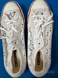 scarpe converse in tela di pizzo bianche
