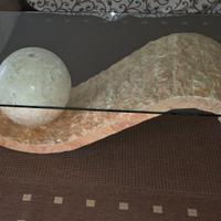 Tavolino da salotto in Travertino e Vetro – Design