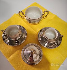 Set in argento 800 e porcellana anni '60