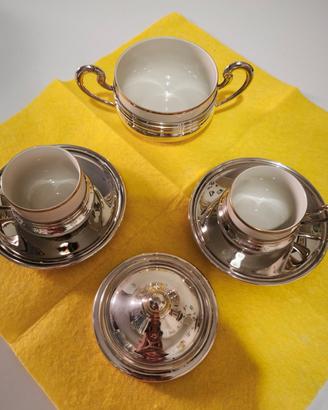 Set in argento 800 e porcellana anni '60