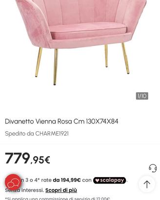 Divano velluto rosa , Mauro Ferretti