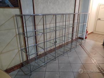 Scaffale modulare in acciaio e vetro