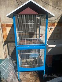 Voliera/gabbia grande per uccellini con tetto