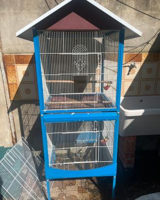 Voliera/gabbia grande per uccellini con tetto
