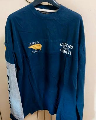 Maglietta Uomo Maniche Lunghe Café Racer XXL Blu