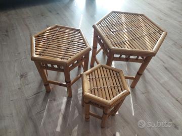 Set sgabelli 3 pz bambù