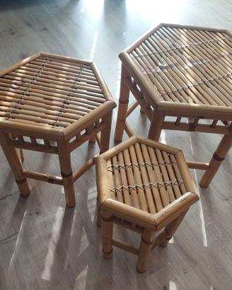 Set sgabelli 3 pz bambù