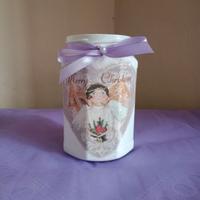 Barattolo Merry Christmas angelo brillantini 