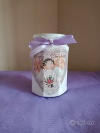 Barattolo Merry Christmas angelo brillantini 